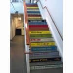 DIY painted custom book spine stair risers