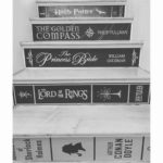 custom book spine stair risers black and white